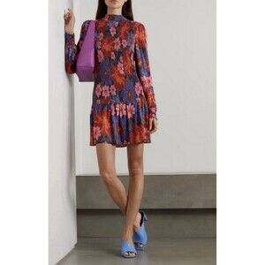 NWT Farm Rio Garden Size Large Smocked Floral Minidress Long Sleeve Stretchy